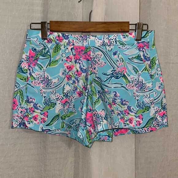 Lilly Pulitzer XS 4.5” Lightweight Cotton Resort Floral Blue 3 Pocket Shorts - Picture 1 of 13